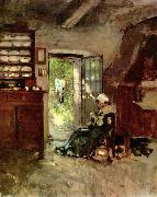 Nicolae Grigorescu Interieur in Vitre painting